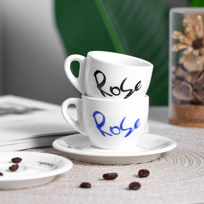 로즈 카페 에스프레소 커피잔 세트 2종